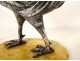 Solid silver sculpture of a walking rooster on a Siena marble base, 19th century