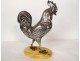 Solid silver sculpture of a walking rooster on a Siena marble base, 19th century