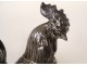 Solid silver sculpture of a walking rooster on a Siena marble base, 19th century