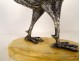 Solid silver sculpture of a walking rooster on a Siena marble base, 19th century