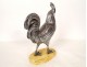 Solid silver sculpture of a walking rooster on a Siena marble base, 19th century