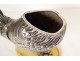 Solid silver sculpture of a walking rooster on a Siena marble base, 19th century