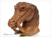 Head carved briar pipe Horse 19th
