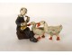 Small lead sculpture Nuremberg character Pierrot mandolin geese 19th century