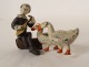 Small lead sculpture Nuremberg character Pierrot mandolin geese 19th century