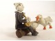 Small lead sculpture Nuremberg character Pierrot mandolin geese 19th century