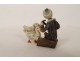 Small lead sculpture Nuremberg character Pierrot mandolin geese 19th century