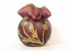Legras Art Nouveau gilded enamelled glass ball vase with thistles, late 19th century