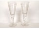 Pair of large crystal wedding stemmed glasses engraved with a vine monogram, 19th century