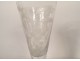 Pair of large crystal wedding stemmed glasses engraved with a vine monogram, 19th century
