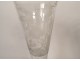Pair of large crystal wedding stemmed glasses engraved with a vine monogram, 19th century