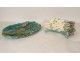 Asparagus dish, artichoke drainer, barbotine, Lunéville, early 20th century