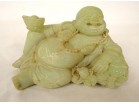 Sculpture chinoise jade jadéite verte Bouddha rieur signature Xuande XIXème