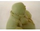Chinese jade sculpture, green jadeite, laughing Buddha, Xuande signature, 19th century