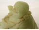 Chinese jade sculpture, green jadeite, laughing Buddha, Xuande signature, 19th century