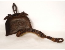 Crumb collector table shovel carved wood Black Forest oak acorns 19th century