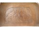Crumb collector table shovel carved wood Black Forest oak acorns 19th century