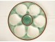 12 oyster plates, green and white slip, shells, 20th century