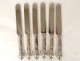 6 silver knives filled with Minerva coat of arms crest count&#39;s crown 19th century