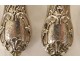 6 silver knives filled with Minerva coat of arms crest count&#39;s crown 19th century