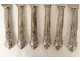 6 silver knives filled with Minerva coat of arms crest count&#39;s crown 19th century