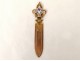 Gold-plated metal bookmark with bird, butterfly, lily flowers, Art Nouveau, 19th century