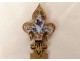 Gold-plated metal bookmark with bird, butterfly, lily flowers, Art Nouveau, 19th century