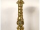 Pair of twisted bronze candlesticks with cherubic marmosets, 17th century