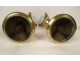 Pair of twisted bronze candlesticks with cherubic marmosets, 17th century