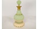 Baccarat green opaline carafe bottle with gilding and ivory foot, Dieppe, 19th century