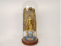 Virgin of Marseille Santibelli Saint Mary terracotta gilded globe 19th century