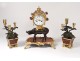 Pendulum Buffalo Louis XV gilt bronze lacquered wood Chinese candelabra 18th