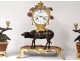 Pendulum Buffalo Louis XV gilt bronze lacquered wood Chinese candelabra 18th