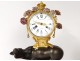 Pendulum Buffalo Louis XV gilt bronze lacquered wood Chinese candelabra 18th