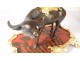 Pendulum Buffalo Louis XV gilt bronze lacquered wood Chinese candelabra 18th