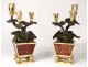 Pendulum Buffalo Louis XV gilt bronze lacquered wood Chinese candelabra 18th