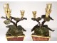Pendulum Buffalo Louis XV gilt bronze lacquered wood Chinese candelabra 18th