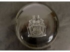 Presse-papier cristal gravé armoiries blason famille Welczeck Silésie XIXè