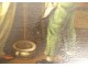 HST painting scene genre after Chardin pot bedroom child boy mother 19th century