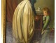 HST painting scene genre after Chardin pot bedroom child boy mother 19th century