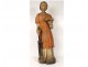Large polychrome wooden sculpture statue of Saint Laurent, grill, gospels, 17th century