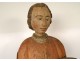 Large polychrome wooden sculpture statue of Saint Laurent, grill, gospels, 17th century