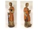 Large polychrome wooden sculpture statue of Saint Laurent, grill, gospels, 17th century