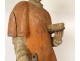 Large polychrome wooden sculpture statue of Saint Laurent, grill, gospels, 17th century