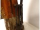 Large polychrome wooden sculpture statue of Saint Laurent, grill, gospels, 17th century