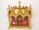 Reliquary shrine in gilded wood, Gothic chapel of Saints Vincent, fleur-de-lis, 19th century