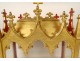 Reliquary shrine in gilded wood, Gothic chapel of Saints Vincent, fleur-de-lis, 19th century