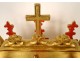 Reliquary shrine in gilded wood, Gothic chapel of Saints Vincent, fleur-de-lis, 19th century