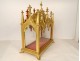 Reliquary shrine in gilded wood, Gothic chapel of Saints Vincent, fleur-de-lis, 19th century