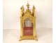 Reliquary shrine in gilded wood, Gothic chapel of Saints Vincent, fleur-de-lis, 19th century
